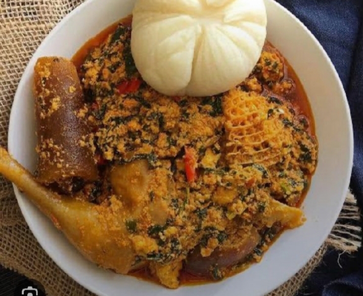 Pounded yam and Egusi soup