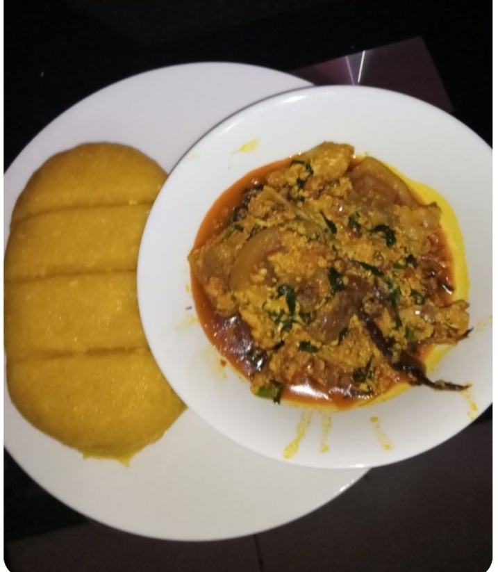Eba and Egusi soup