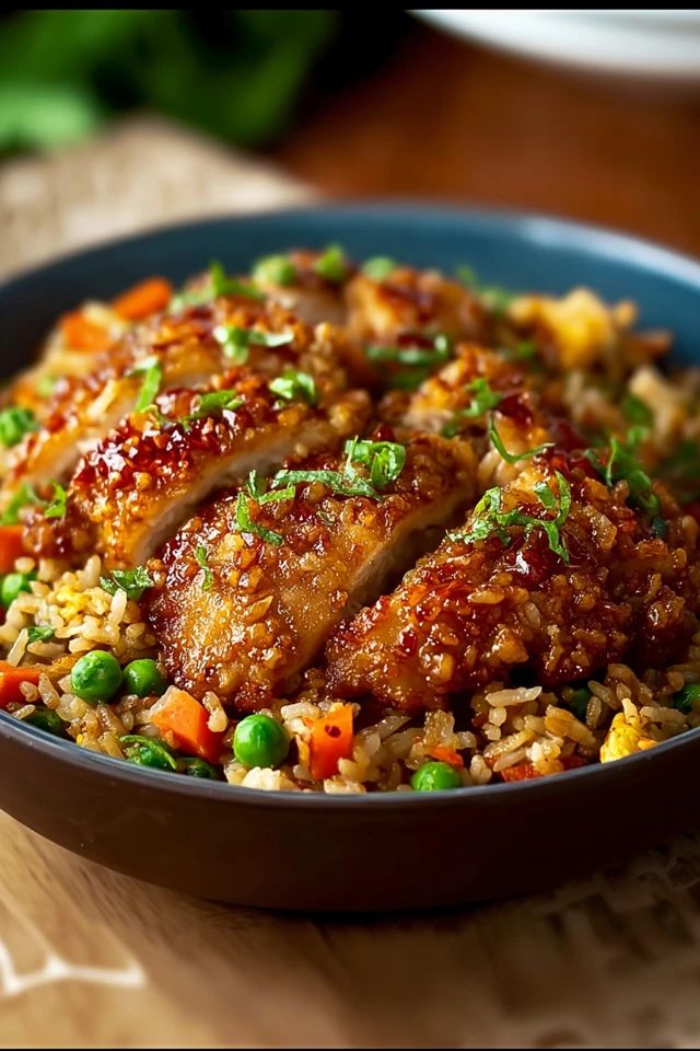 Brown Rice & Fried chicken