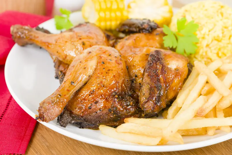 Full BBQ chicken chips and rice