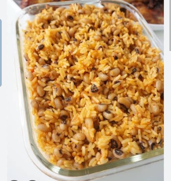 Jollof Rice and Beans with Beef