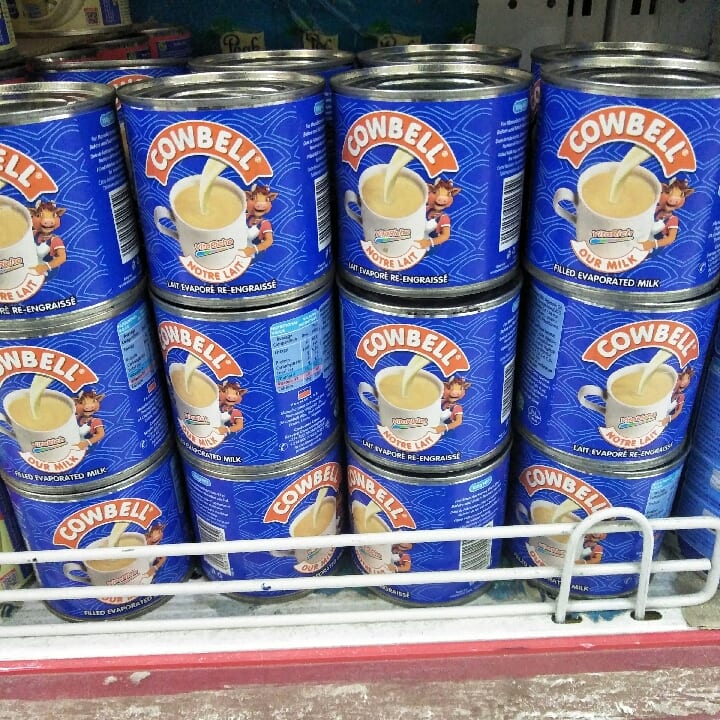 cowbell filled evaporated milk