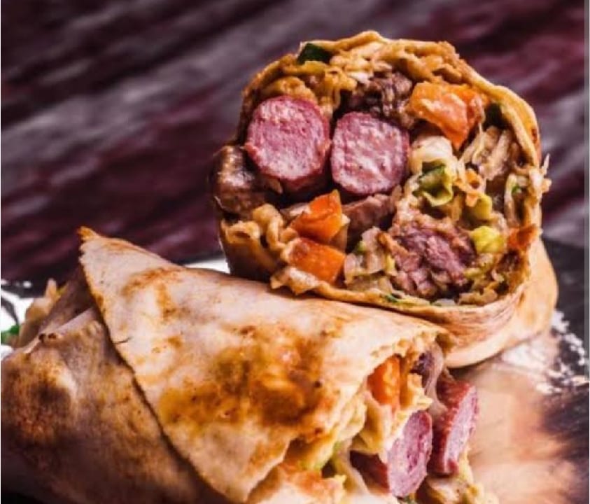 beef shawarma with double sausage